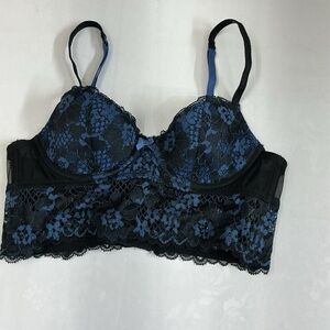 Adore Me Black and Blue Lace Bralette